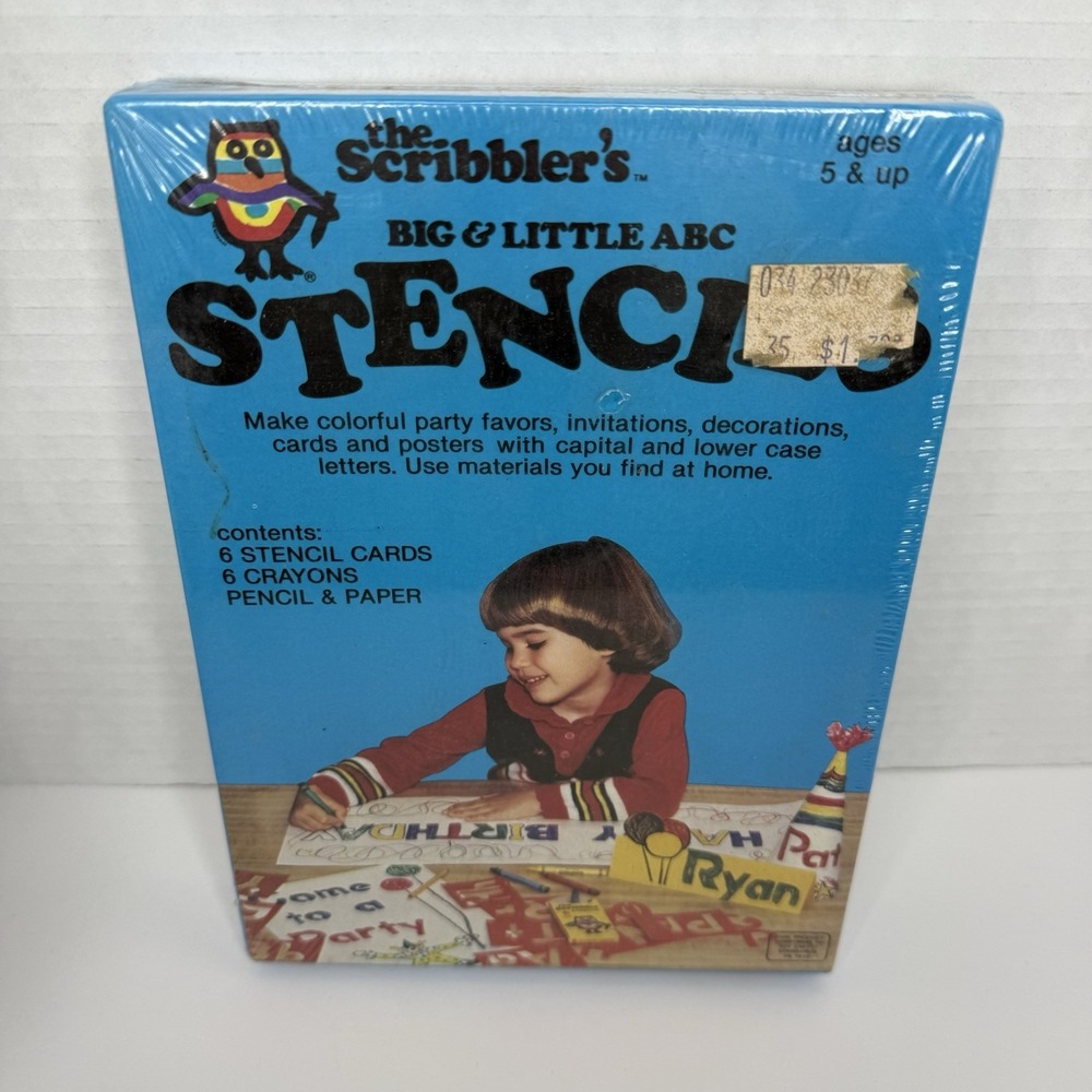 1982 Vintage The Scribbler's Big And Little ABC Stencils Kids Coloring SEALED
